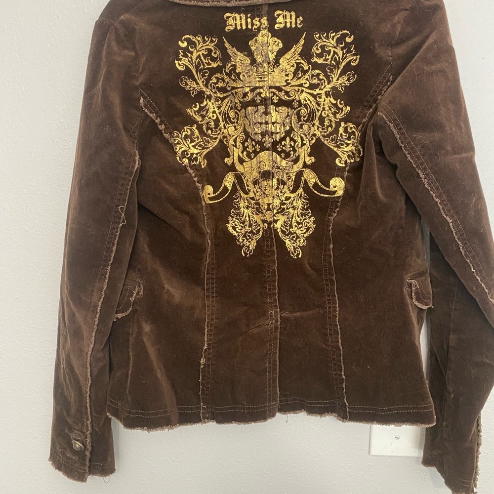 Miss Me Gold Collection brown Velvet Jacket Blazer size medium - Picture 5 of 7